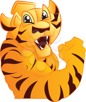 Royalty Free Clipart Image of a Tiger Mascot