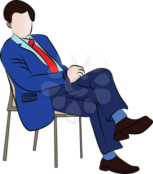 Royalty Free Clipart Image of a Man in a Suit on a Chair