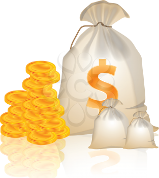 Royalty Free Clipart Image of Money and Bags