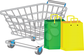 Royalty Free Clipart Image of a Shopping Cart and Bags