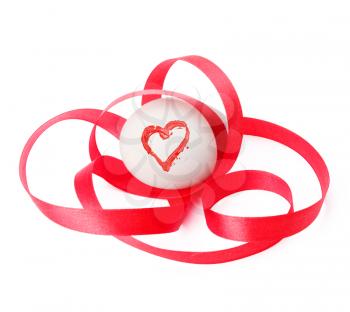 egg with red ribbon and heart