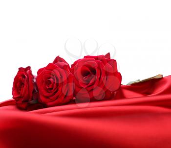 roses on red silk