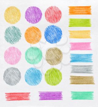 Set of color pencil design elements