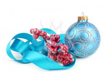 turquoise christmas ball with ribbon
