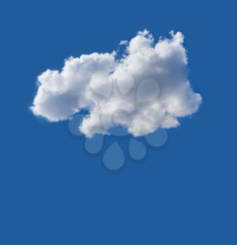 Isolated cloud on blue uniform background with copy space.