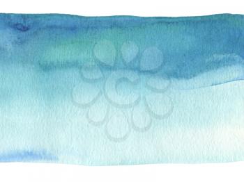 Abstract blue watercolor hand painted background. Textured paper.