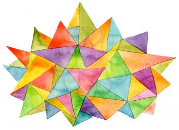 Abstract watercolor painted geometric pattern background