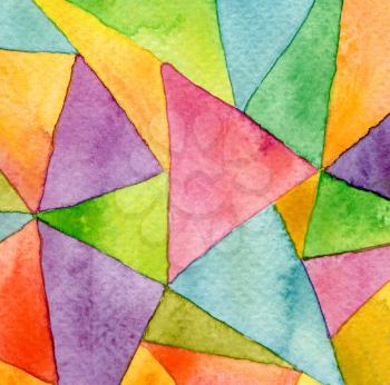 Abstract  watercolor painted geometric pattern background