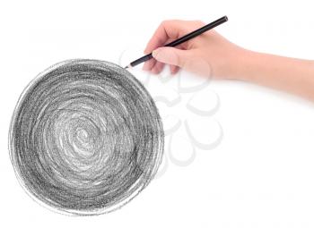 hand and circle pencil scribbles background texture