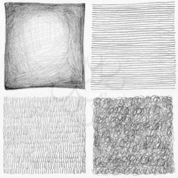 Abstract pencil scribbles background collection. Paper texture.