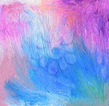 Abstract textured acrylic and oil pastel hand painted background. Impressionism style.