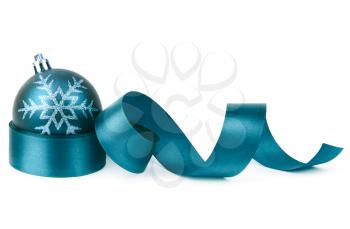 turquoise christmas ball and ribbon
