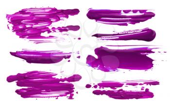 Abstract acrylic color brush strokes blots. Collection. Isolated.