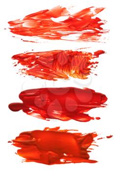 collection of abstract red acrylic brush strokes blots