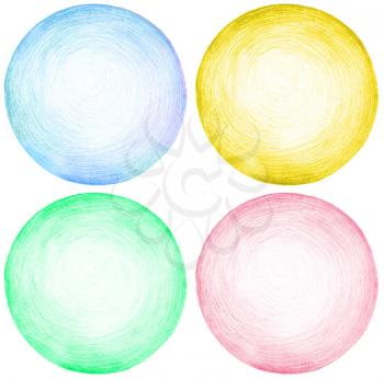 Abstract circle pencil scribbles background texture.. Isolated. Set.