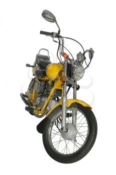 Yellow motorcycle isolated on white background