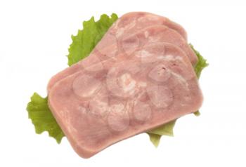 slies of a ham isolated on a white background