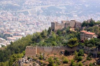 Panorama of the city of Alanija looked through from an ancient fortress in Turkey

