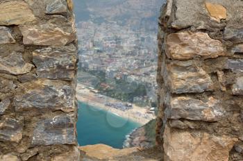 View from the castle of Alanya harbor,Turkey