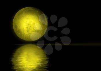 Royalty Free Photo of a Full Moon Reflected on Water