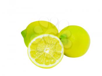 Fresh Lemons isolated over white.