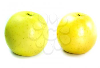 Yellow apple fruit Isolated on a white background. 