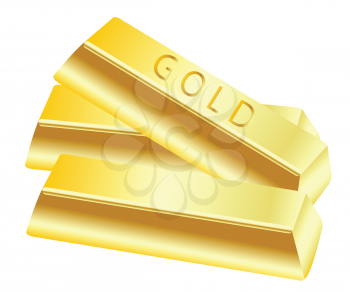 Royalty Free Clipart Image of Three Gold Bars