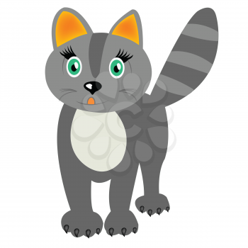 Royalty Free Clipart Image of a Striped Cat