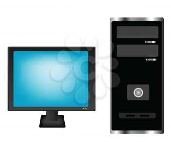 Royalty Free Clipart Image of a Computer Monitor and Tower