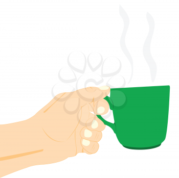 Royalty Free Clipart Image of a Hand Holding a Hot Drink