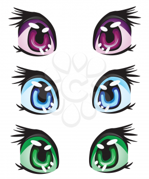 Royalty Free Clipart Image of Three Pairs of Eyes