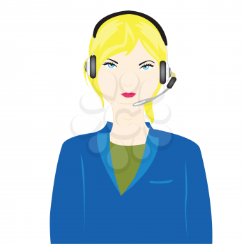 Royalty Free Clipart Image of a Woman Wearing a Headset
