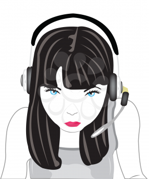 Royalty Free Clipart Image of a Girl Wearing a Headset