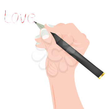 Royalty Free Clipart Image of a Hand Writing Love