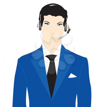 Royalty Free Clipart Image of a Man Wearing a Headset