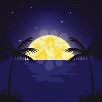 Royalty Free Clipart Image of a Moon Rising