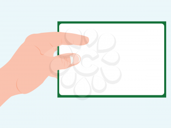 Royalty Free Clipart Image of a Person Holding a Sheet of Paper