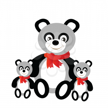 Royalty Free Clipart Image of Three Pandas