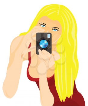 Royalty Free Clipart Image of a Girl Taking a Picture