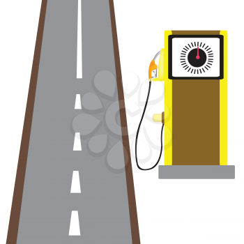 Royalty Free Clipart Image of a Road and Gas Pump