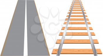 Royalty Free Clipart Image of a Road and a Railway