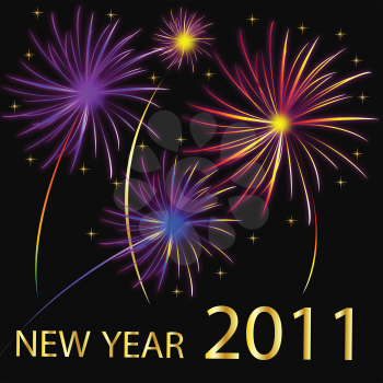 Royalty Free Clipart Image of Fireworks for 2011