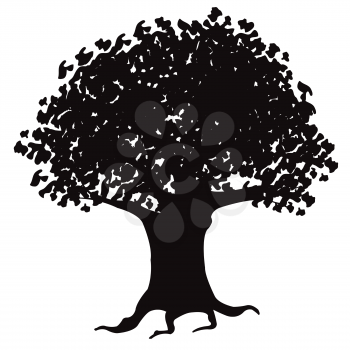 Royalty Free Clipart Image of a Silhouette of a Tree