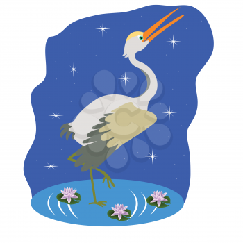 Royalty Free Clipart Image of a Stork in the Water