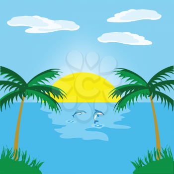 Royalty Free Clipart Image of a Sunrise on an Ocean