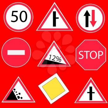 Royalty Free Clipart Image of Assorted Signs