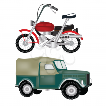 Royalty Free Clipart Image of Cycle and a Jeep