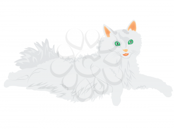 Royalty Free Clipart Image of a White Cat