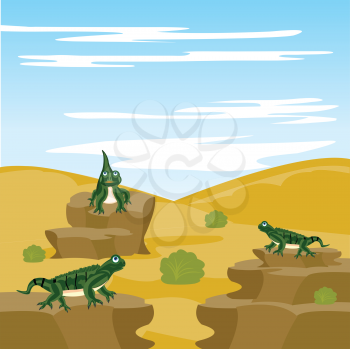Illustration of the pangolin iguana in deserted terrain