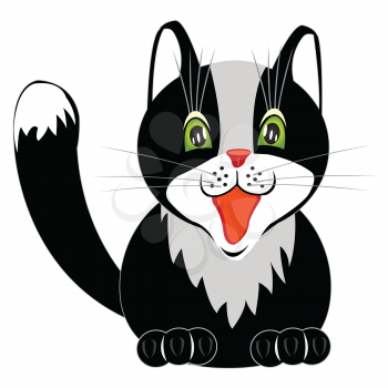 Illustration nice black cat on white background